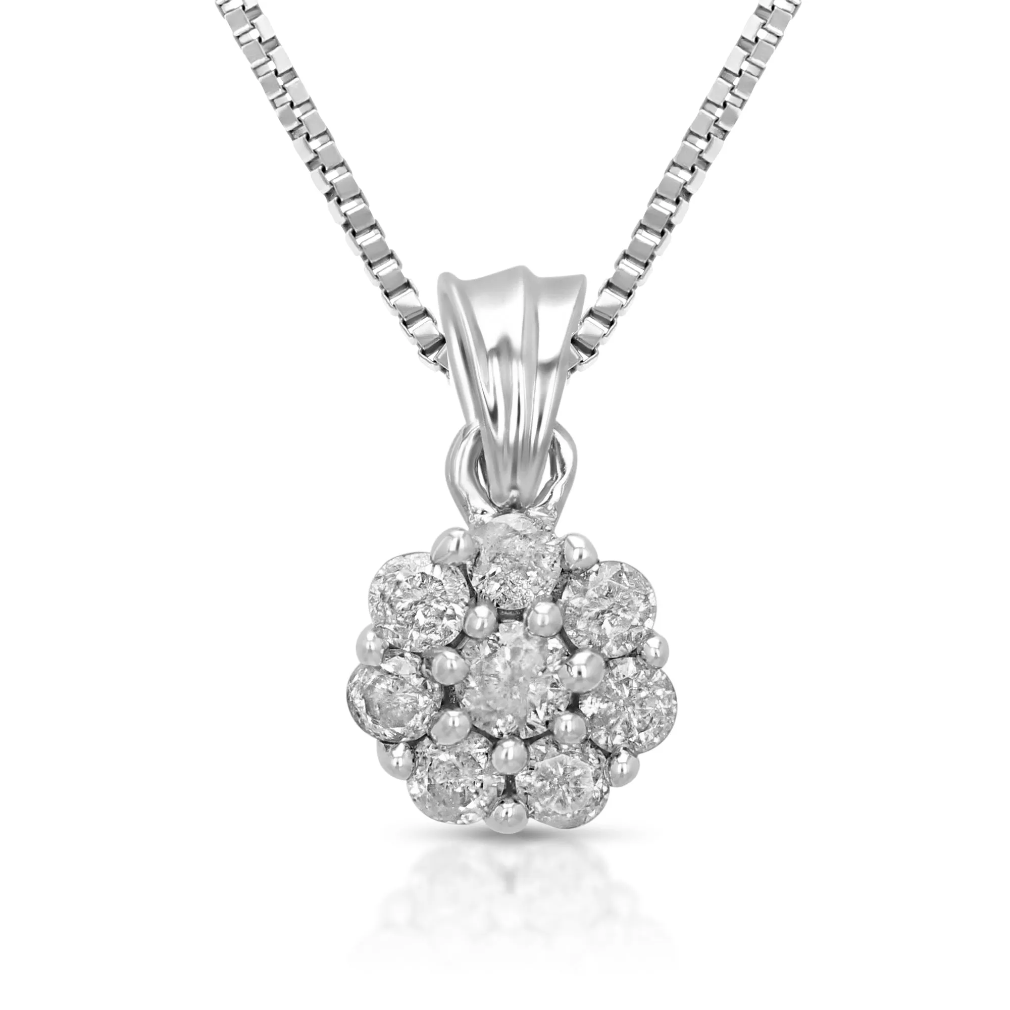0.15 cttw Diamond Composite Flower Pendant Necklace in 10K Gold