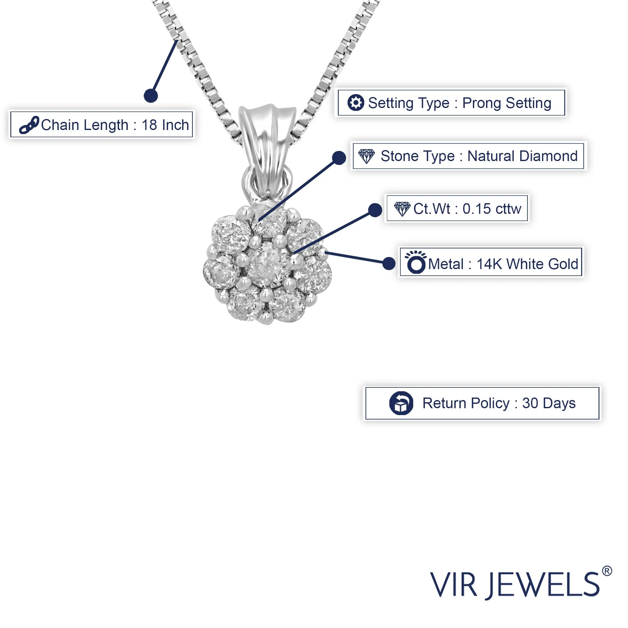 0.15 cttw Diamond Composite Flower Pendant Necklace in 10K Gold