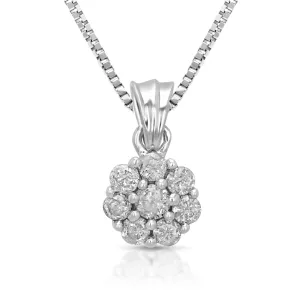 0.15 cttw Diamond Composite Flower Pendant Necklace in 10K Gold