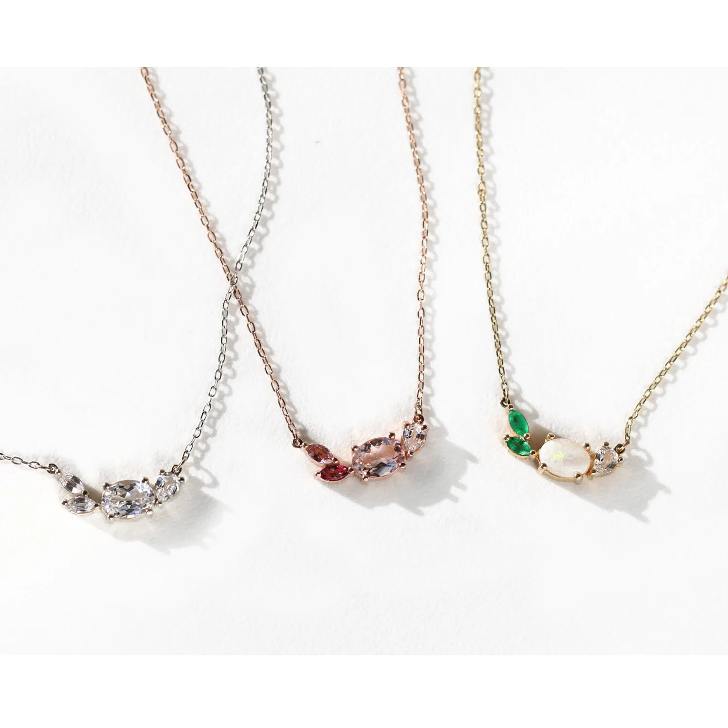 1 tcw. Oval Marquise Pear Forest Cluster Necklace