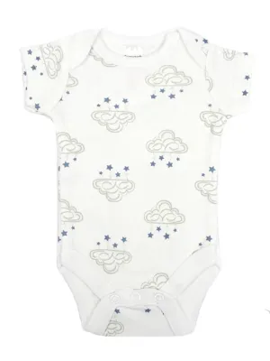 100% Cotton Cloud & Stars Design Short Sleeved Bodysuit