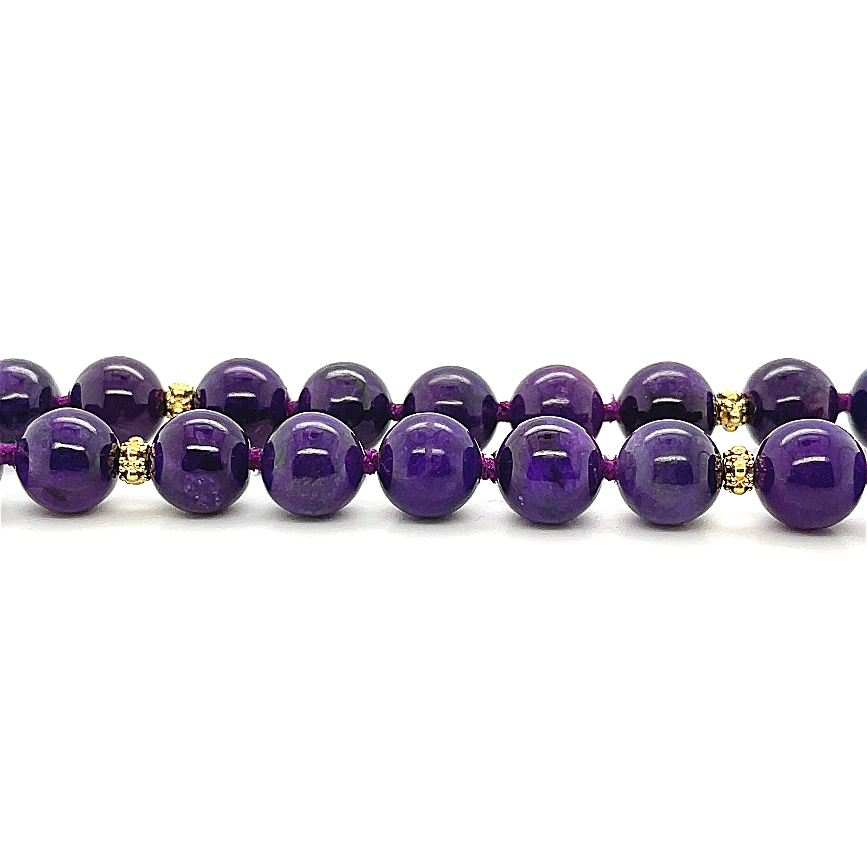 10.00mm Round Sugilite Bead Strand with Yellow Gold Spacers, 18.5 Inches