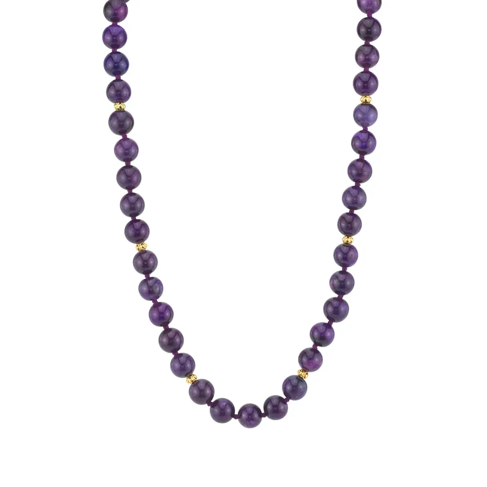 10.00mm Round Sugilite Bead Strand with Yellow Gold Spacers, 18.5 Inches