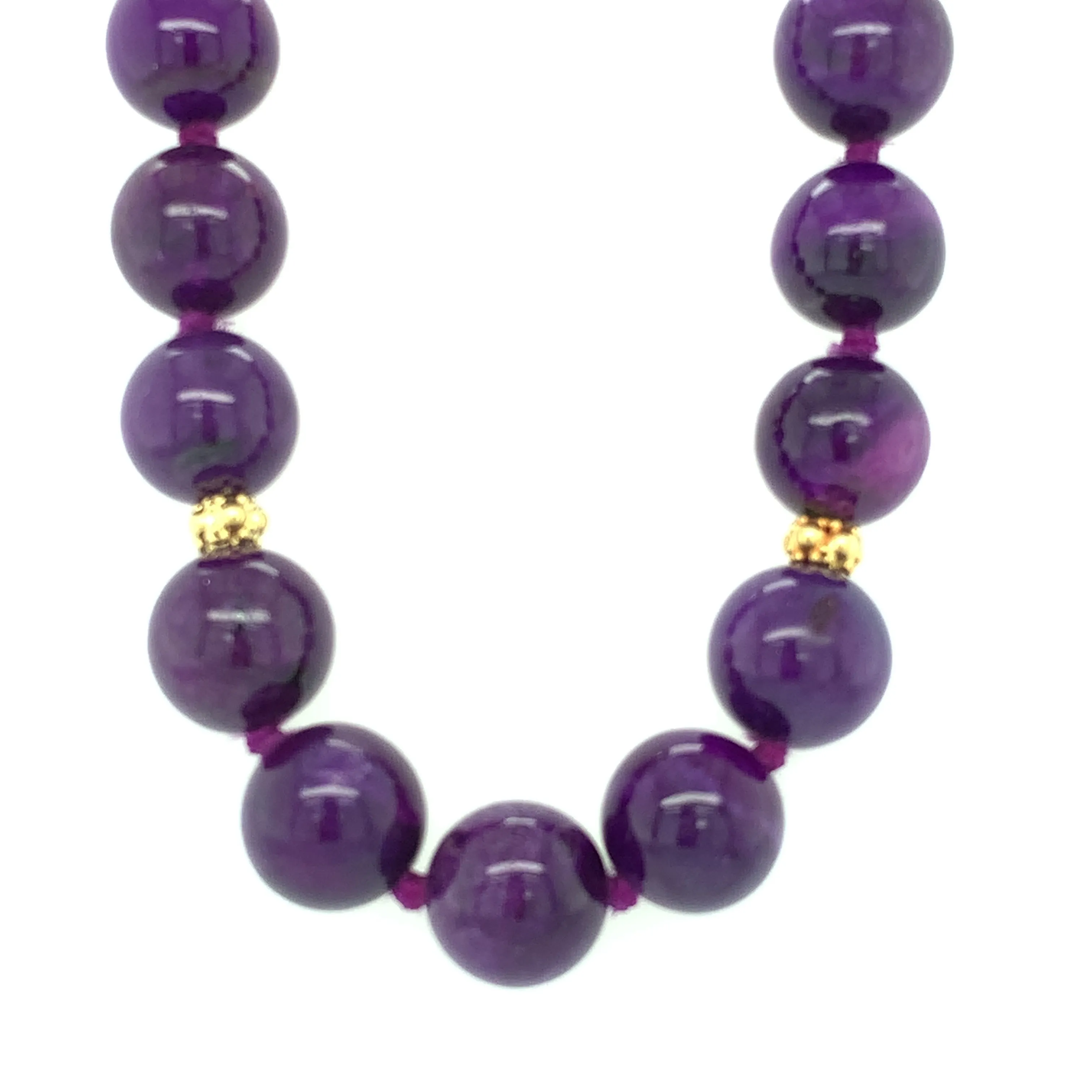 10.00mm Round Sugilite Bead Strand with Yellow Gold Spacers, 18.5 Inches