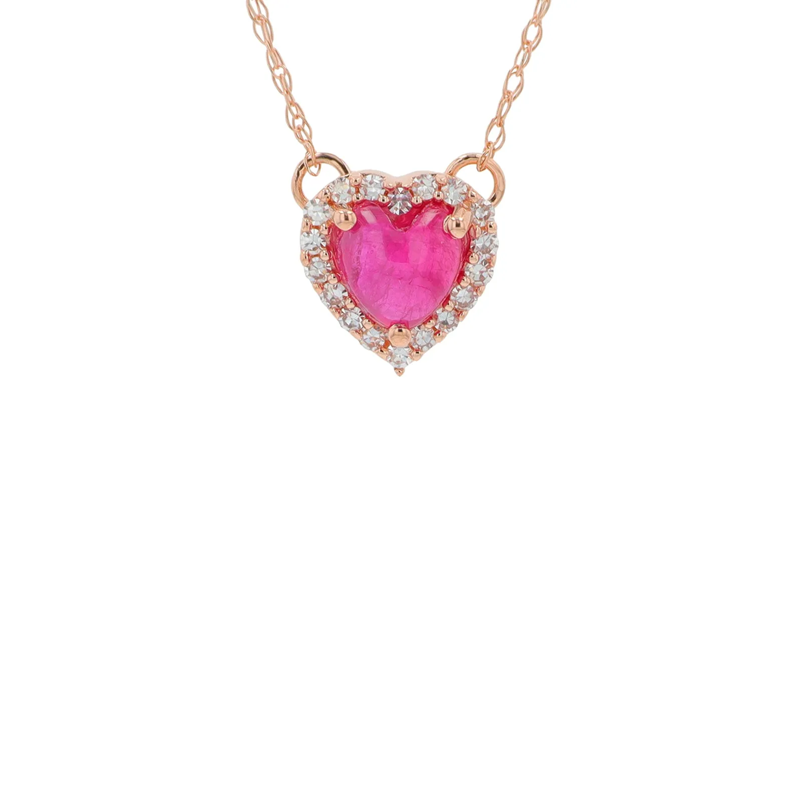 10K .70 CT Cabouchon Ruby Heart Necklace<p><strong>More Colors Available</p></strong>