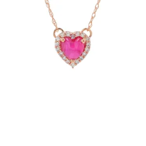 10K .70 CT Cabouchon Ruby Heart Necklace<p><strong>More Colors Available</p></strong>