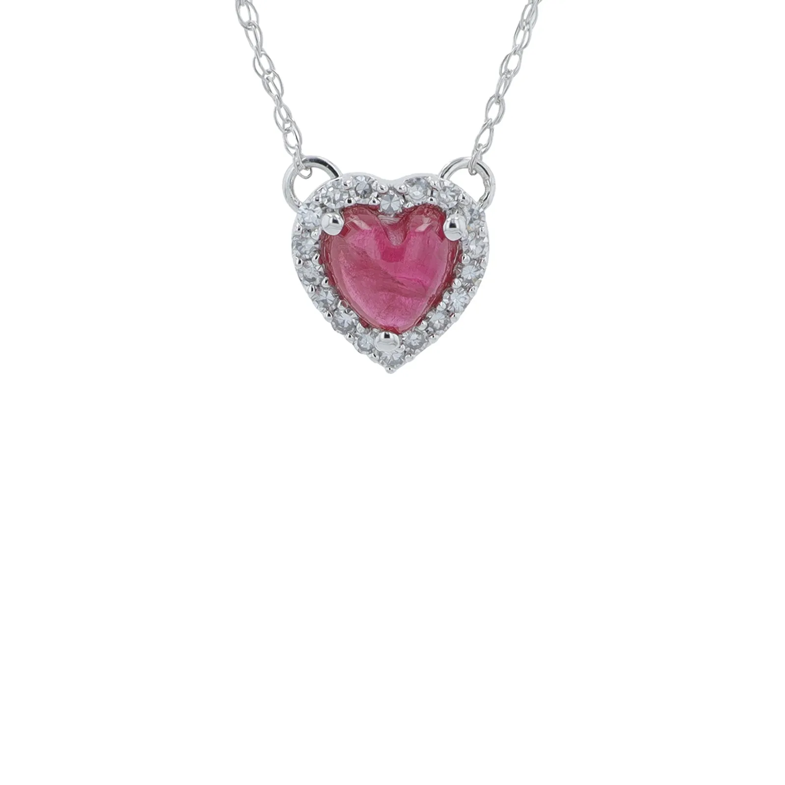 10K .70 CT Cabouchon Ruby Heart Necklace<p><strong>More Colors Available</p></strong>