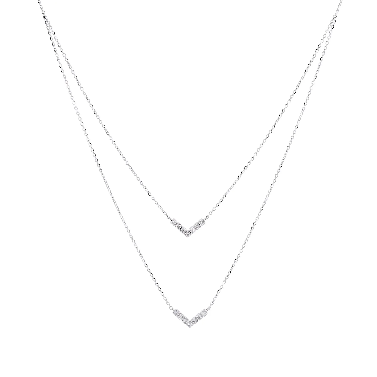 10K Chevron Diamond Stacked Necklace<p><strong>More Colors Available</p></strong>