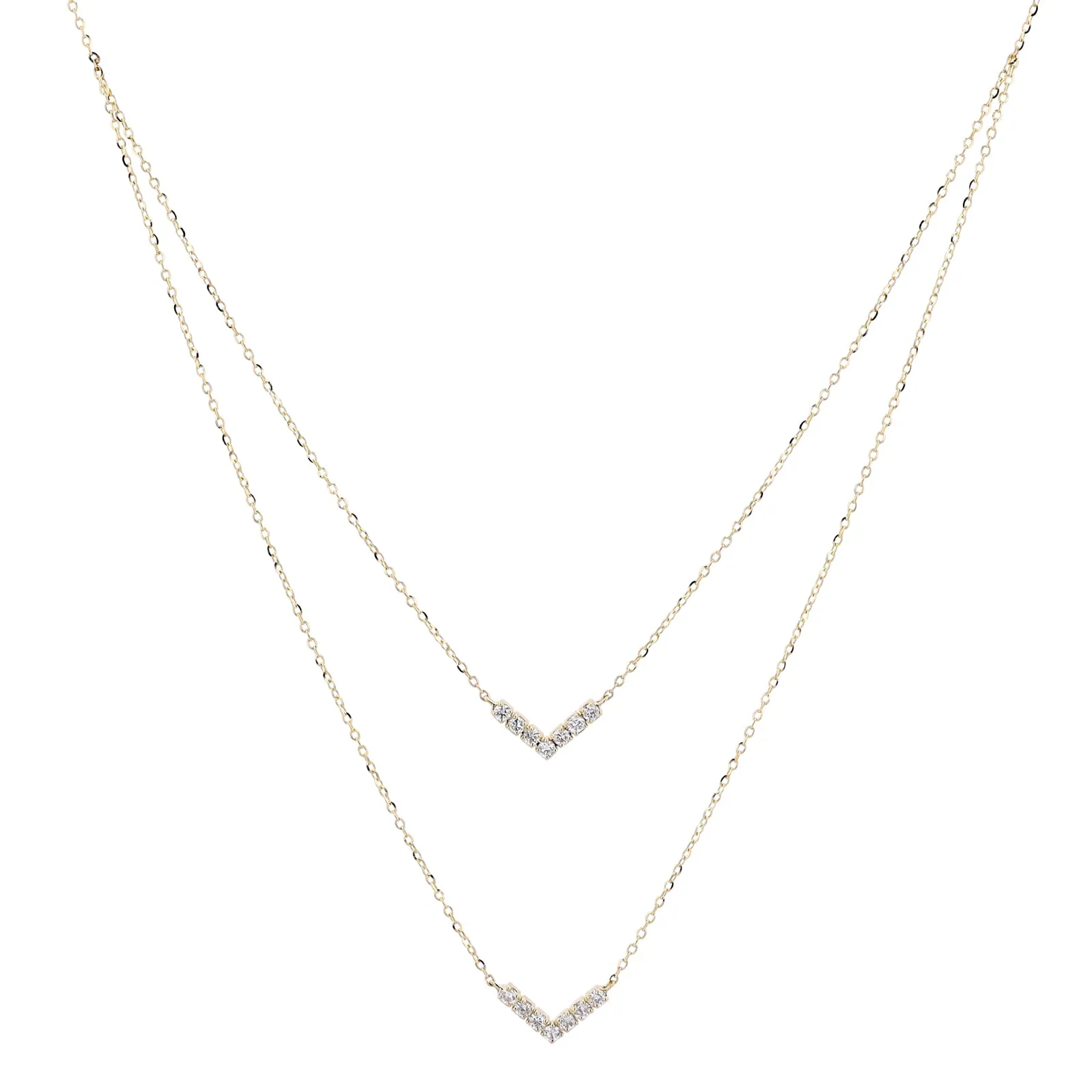 10K Chevron Diamond Stacked Necklace<p><strong>More Colors Available</p></strong>