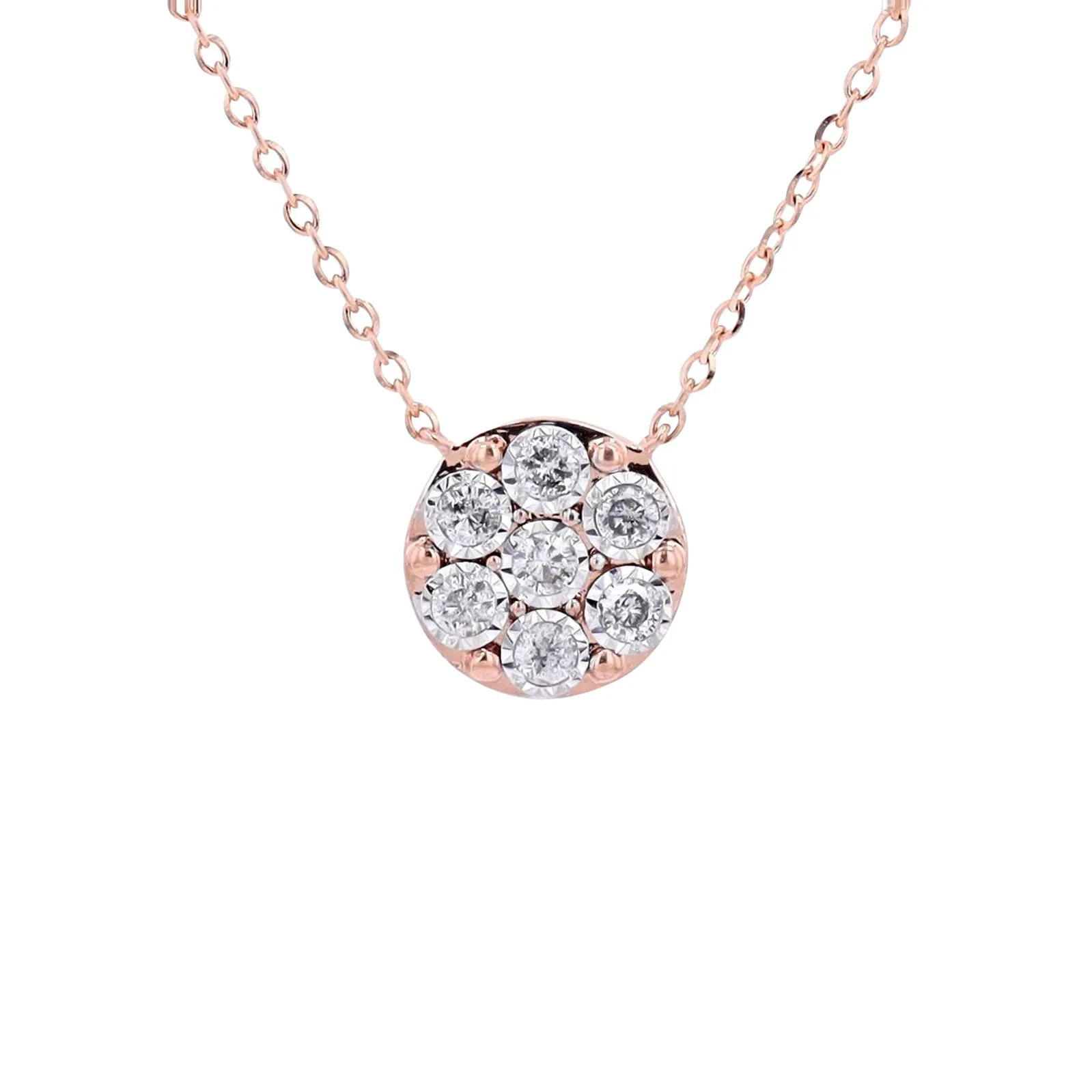 10K Round Diamond Cluster Necklace<p><strong>More Colors Available</p></strong>
