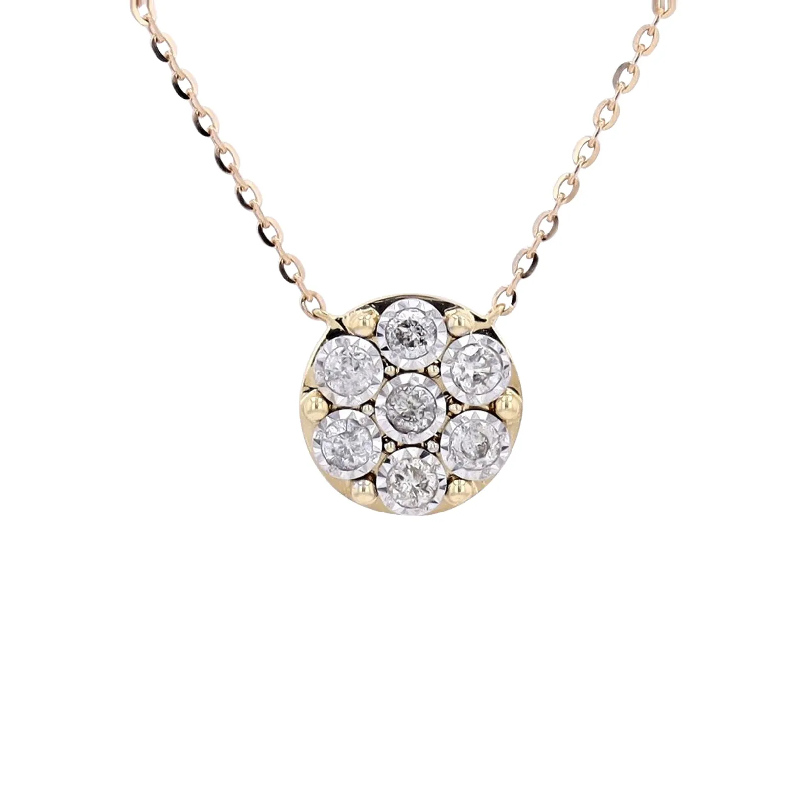 10K Round Diamond Cluster Necklace<p><strong>More Colors Available</p></strong>