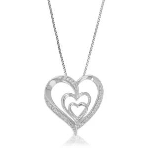 1/10 cttw Lab Grown Diamond Connected Hearts Pendant in Sterling Silver
