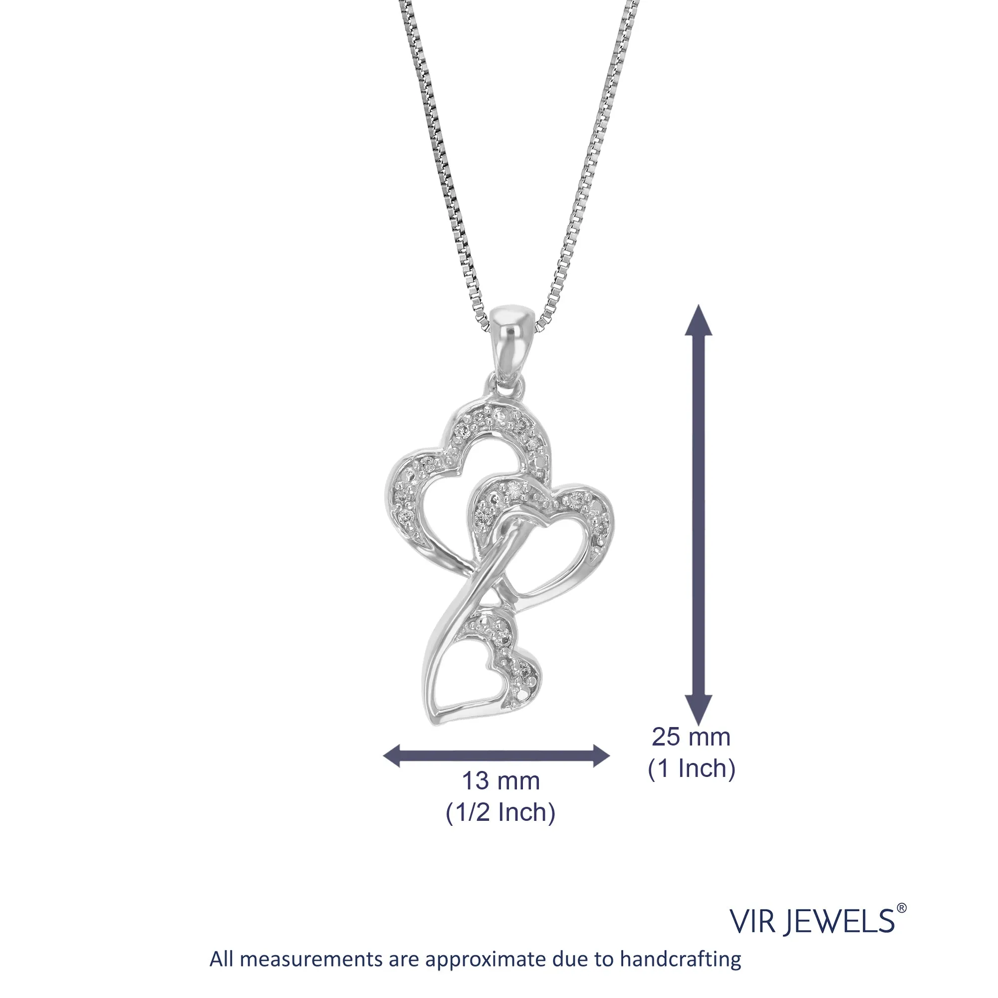 1/12 cttw Lab Grown Diamond Connected Heart Pendant in Silver
