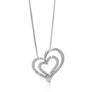 1/14 cttw Diamond Double Heart Lab Grown Pendant in Sterling Silver
