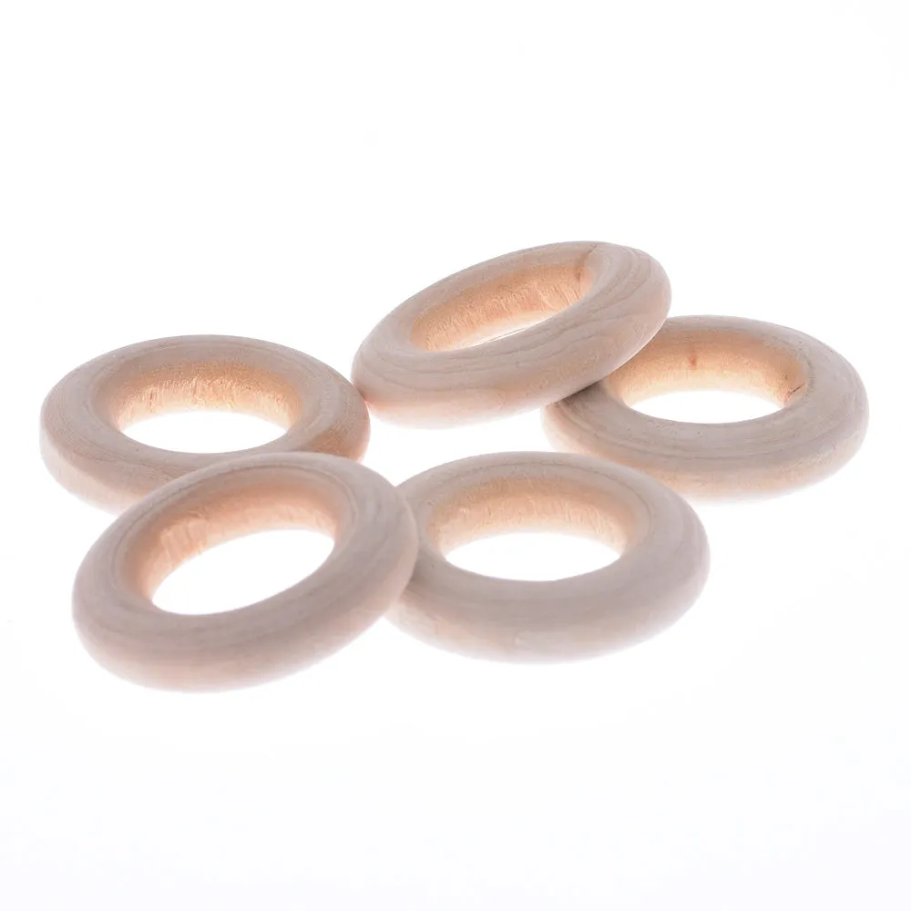 11mm Natural Wooden Teething Ring Baby Shower Gift ring is made of wood DIY Craft Rings for Crafts 10pcs