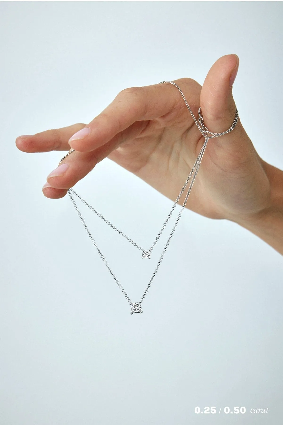 1/2 carat Princess Floating Diamond Necklace