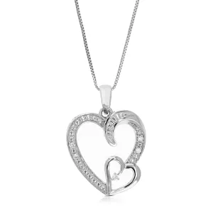 1/20 cttw Lab Grown Diamond Two Heart Pendant in Sterling Silver