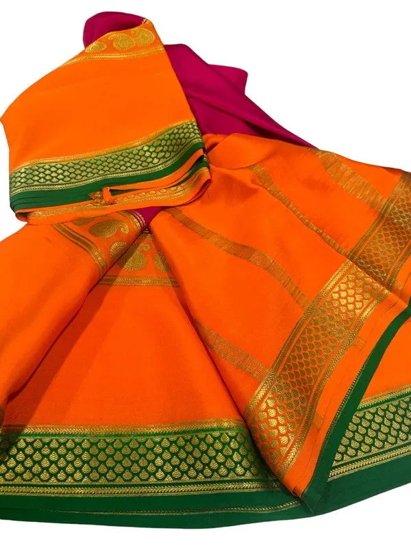 120gm Pure Mysore Silk Saree With Bentex Border