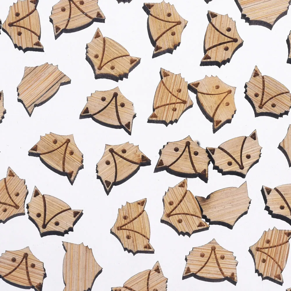 12*10mm Wooden Fox Head Charm DIY Laser Cut Mini Charm Ear Stud Pendant Earring Supplies 6pcs 10261151