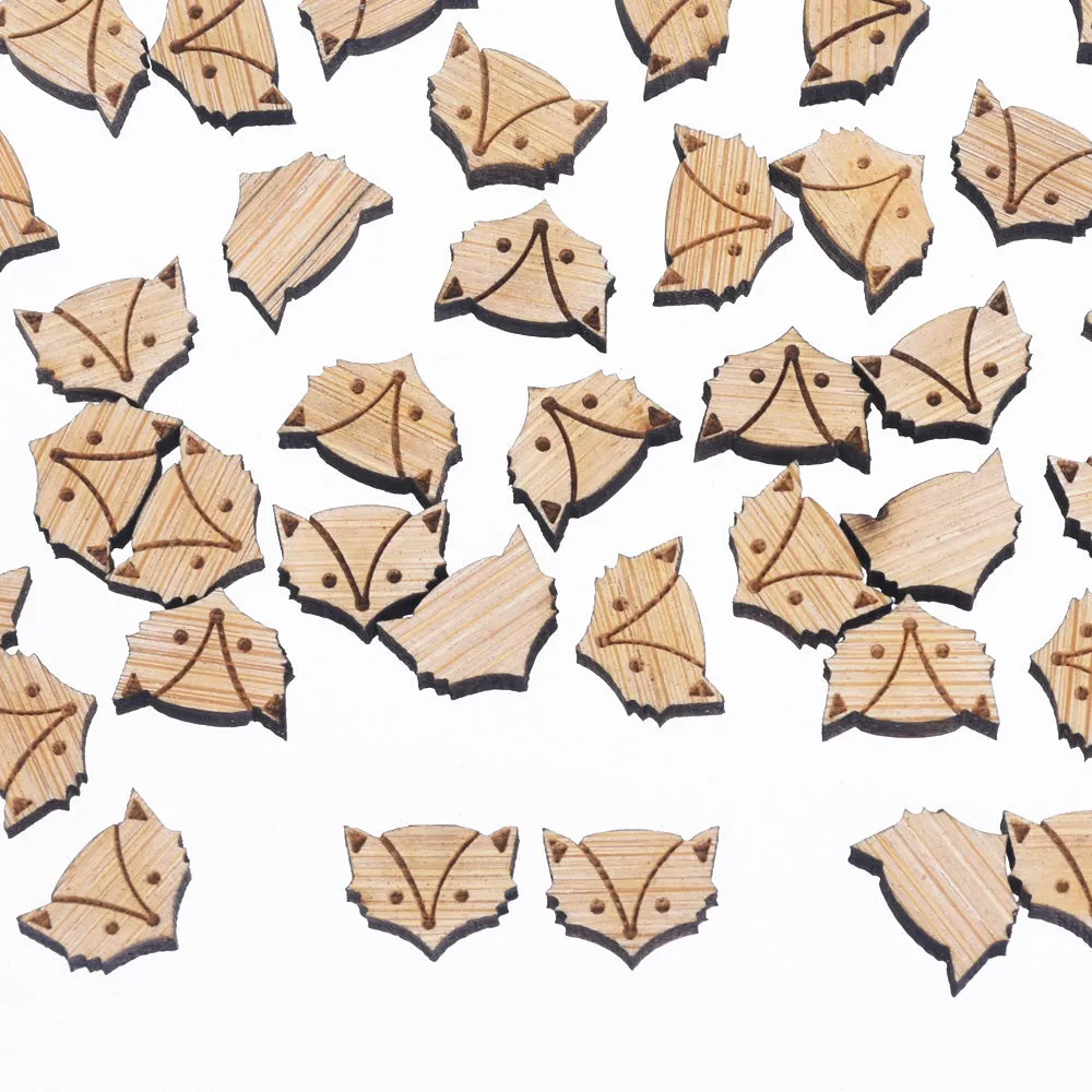 12*10mm Wooden Fox Head Charm DIY Laser Cut Mini Charm Ear Stud Pendant Earring Supplies 6pcs 10261151