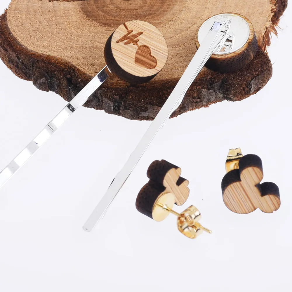 12*10mm Wooden Fox Head Charm DIY Laser Cut Mini Charm Ear Stud Pendant Earring Supplies 6pcs 10261151