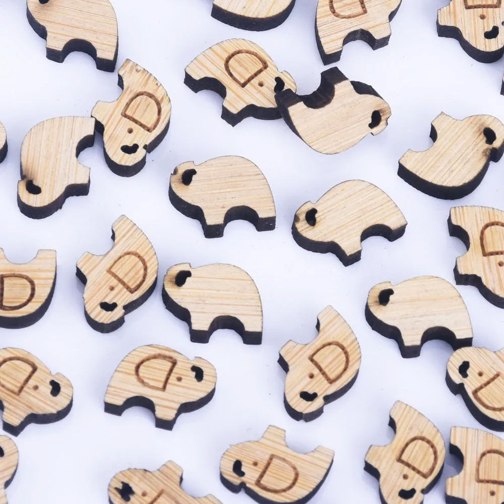 12*8mm Elephant Wood Charm Laser cut wooden earrings Wood Cabochons DIY Laser Cut Mini Earring Supplies 6pcs 10261152