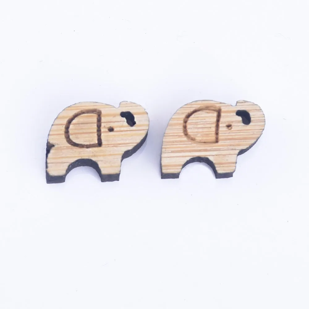 12*8mm Elephant Wood Charm Laser cut wooden earrings Wood Cabochons DIY Laser Cut Mini Earring Supplies 6pcs 10261152
