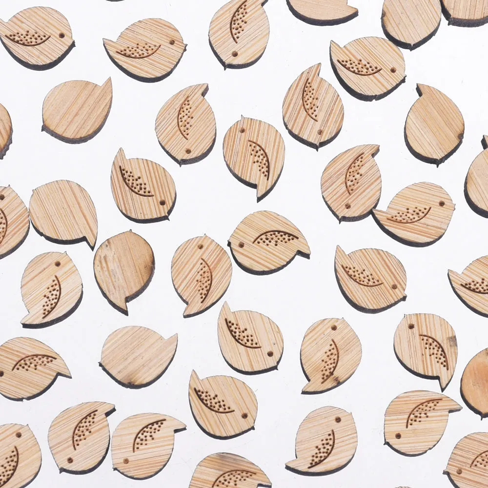 12*8mm Mini Bird DIY Laser Cut Wooden Earring Charms Wood Cabochons Ear Stud Laser Cut Supplies 6pcs 10261168
