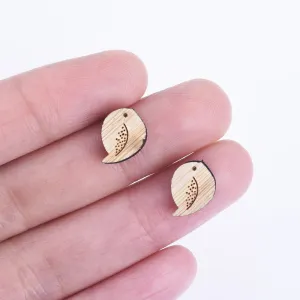 12*8mm Mini Bird DIY Laser Cut Wooden Earring Charms Wood Cabochons Ear Stud Laser Cut Supplies 6pcs 10261168