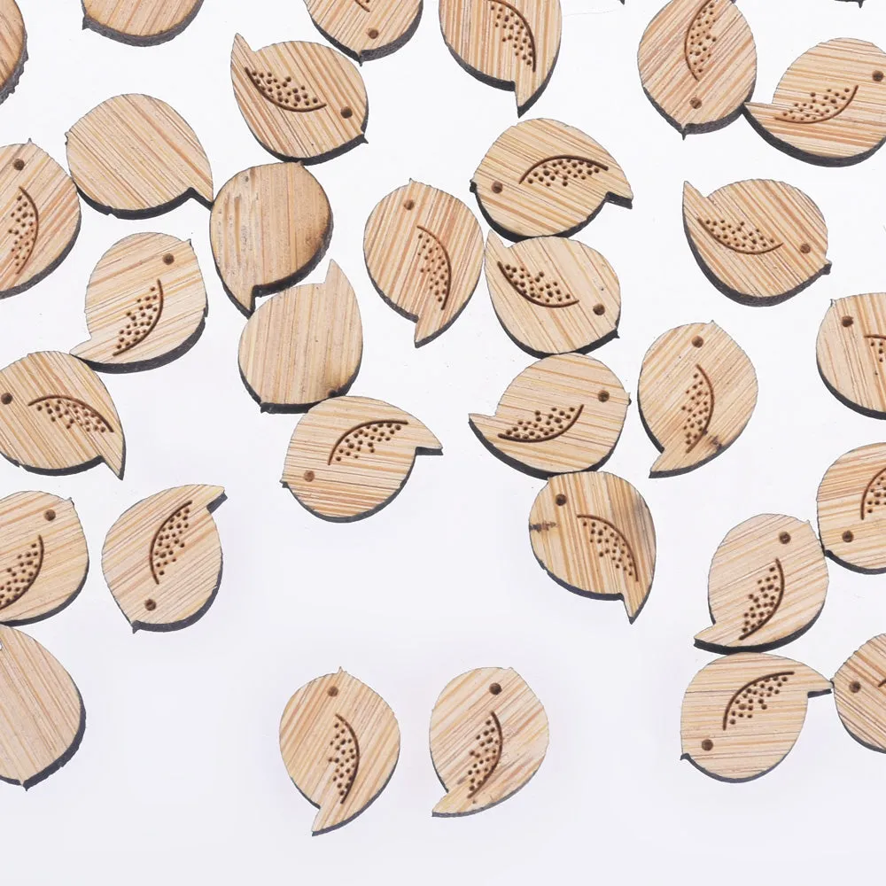 12*8mm Mini Bird DIY Laser Cut Wooden Earring Charms Wood Cabochons Ear Stud Laser Cut Supplies 6pcs 10261168