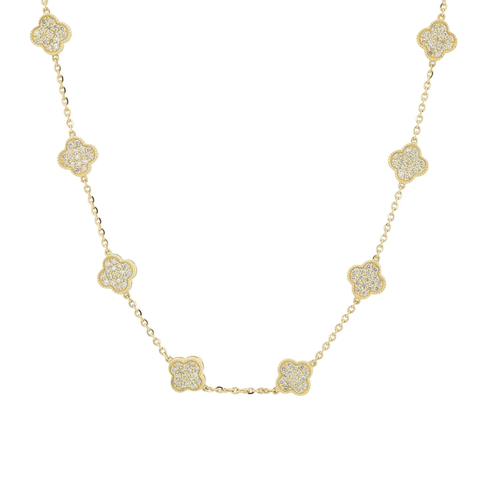 14K 2.50 CT Diamond Clover Stations Necklace<p><strong>More Colors Available</p></strong>