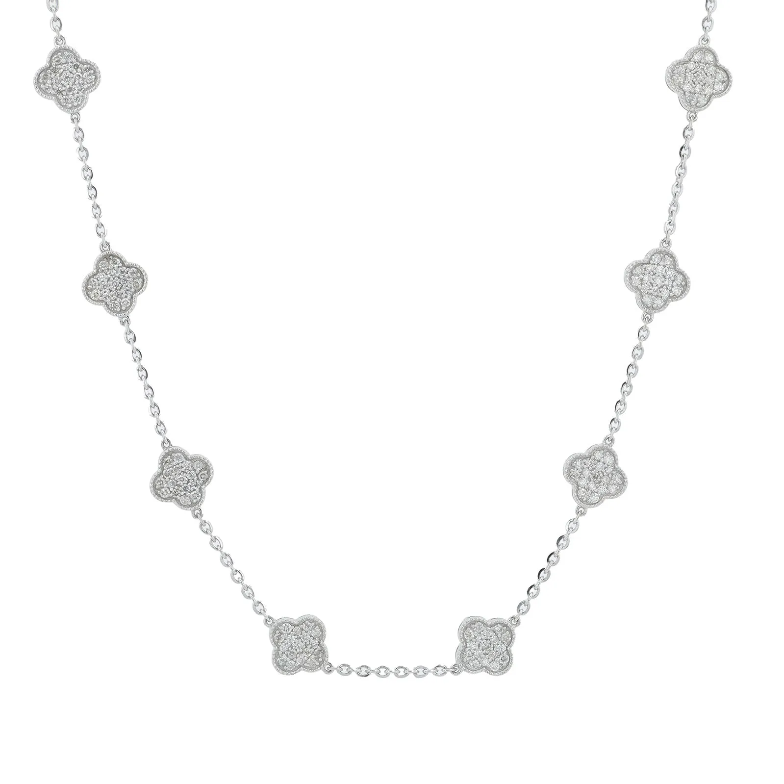 14K 2.50 CT Diamond Clover Stations Necklace<p><strong>More Colors Available</p></strong>