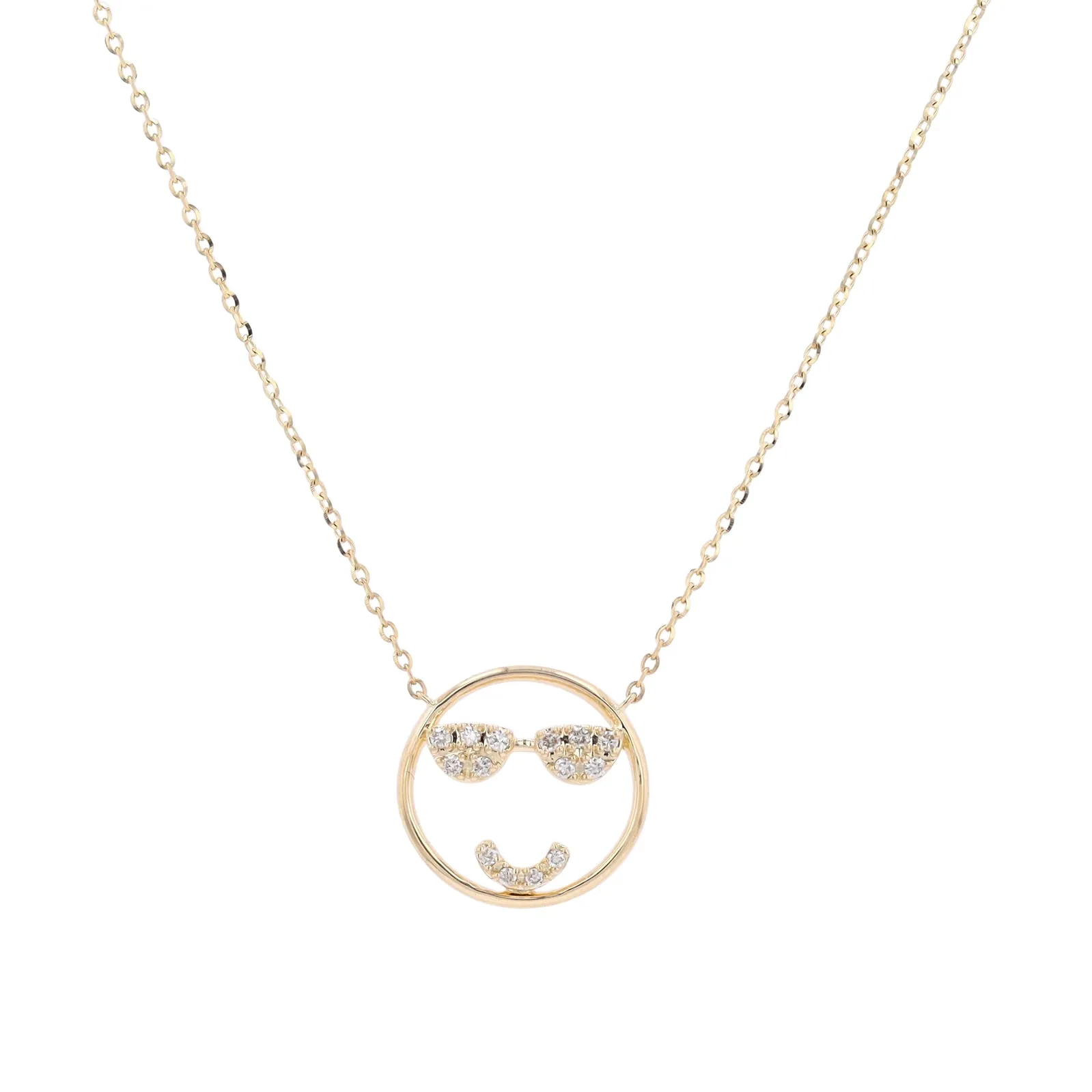 14K Diamond Emoji Smiley Necklace<p><strong>More Colors Available</p></strong>