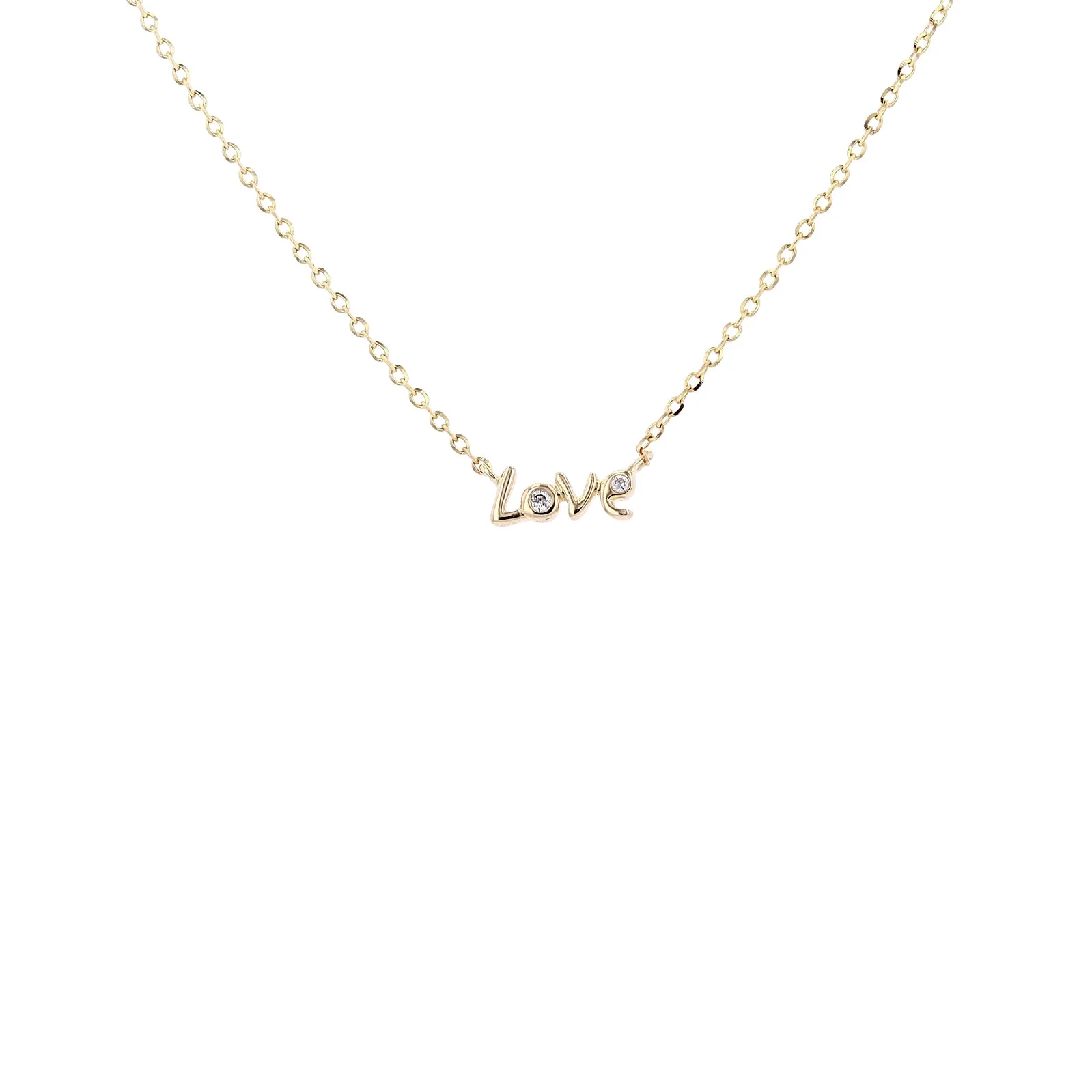 14K Diamond Miniature 'Love' Necklace<p><strong>More Colors Available</p></strong>
