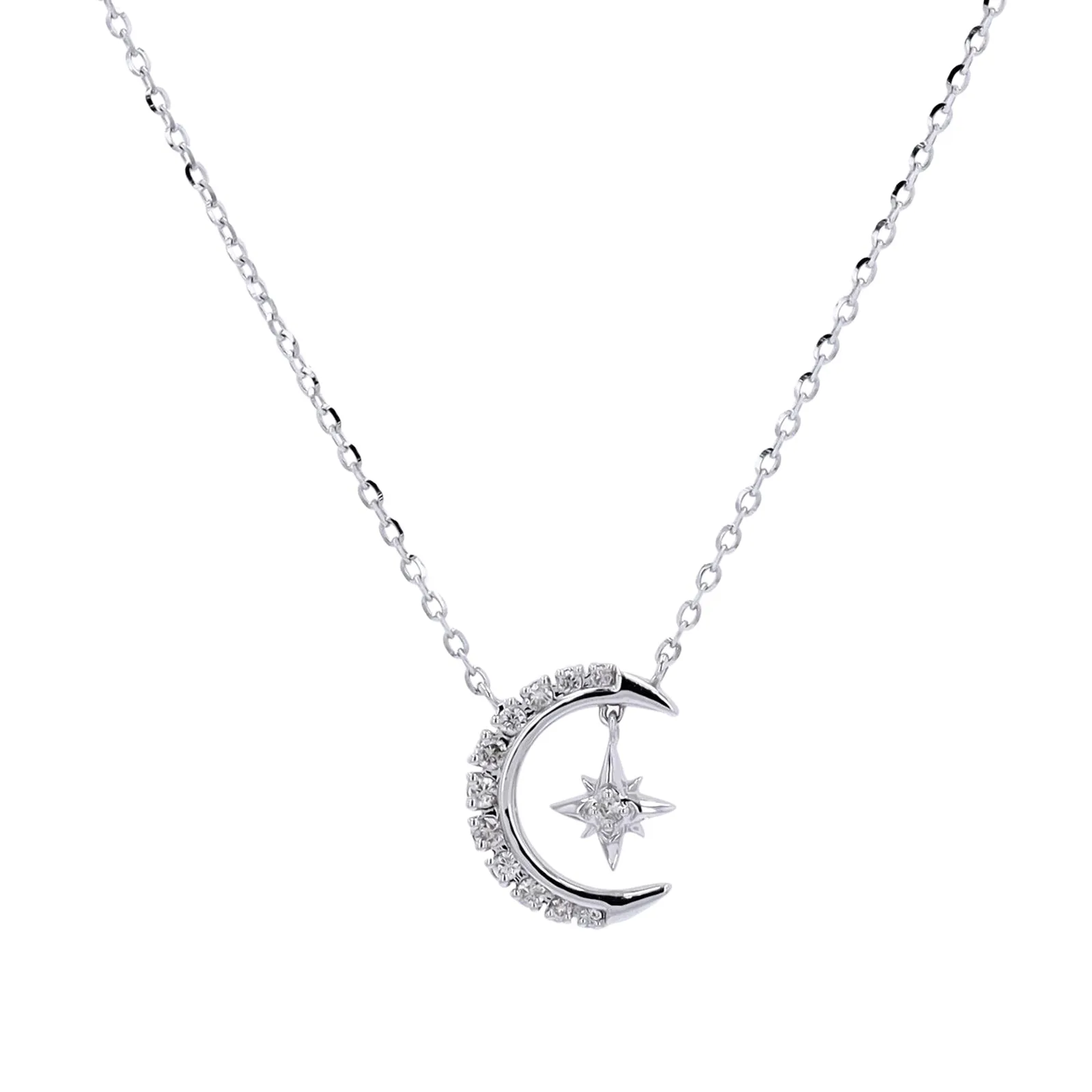 14K Diamond Star & Moon Necklace<p><strong>More Colors Available</p></strong>