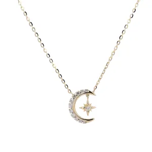 14K Diamond Star & Moon Necklace<p><strong>More Colors Available</p></strong>