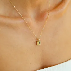 14k Gold Lock Necklace