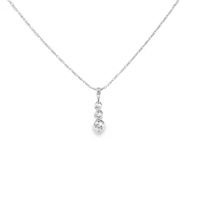 14K WHITE GOLD 1CT GVS2 GRADUATED 3 DIAMOND PENDANT