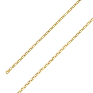 14k Yellow Gold Finish 5mm Silver Cuban Chain Size- 9"