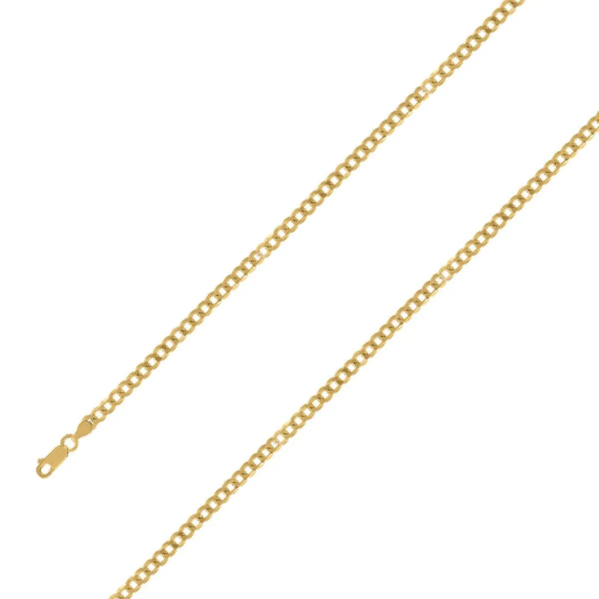 14k Yellow Gold Finish 5mm Silver Cuban Chain Size- 9"