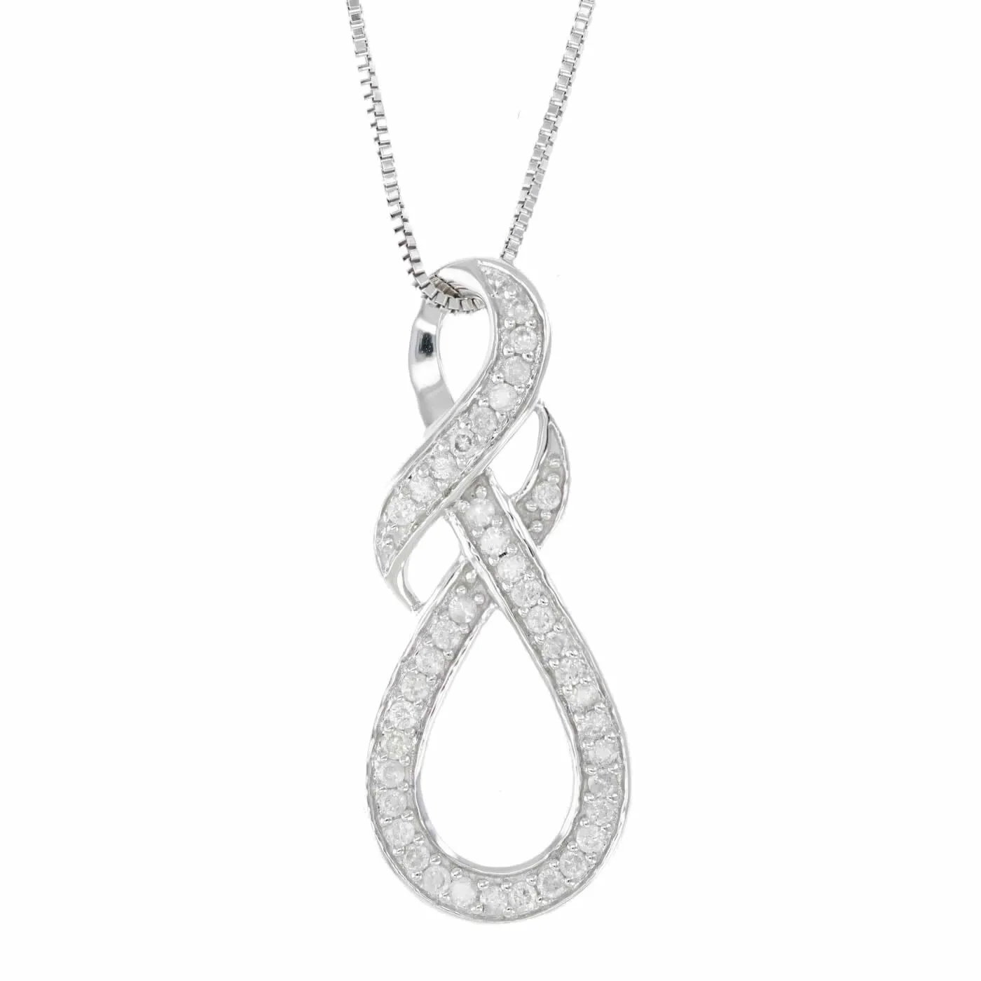 1/5 cttw Diamond Double Infinity Pendant Necklace in 10K Gold