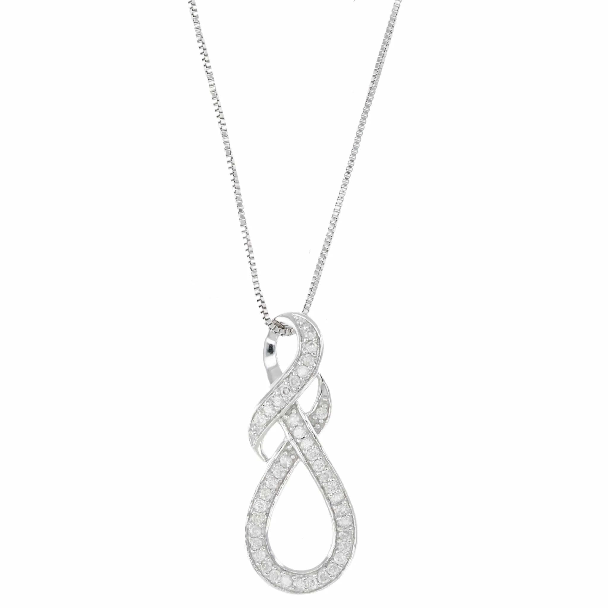 1/5 cttw Diamond Double Infinity Pendant Necklace in 10K Gold