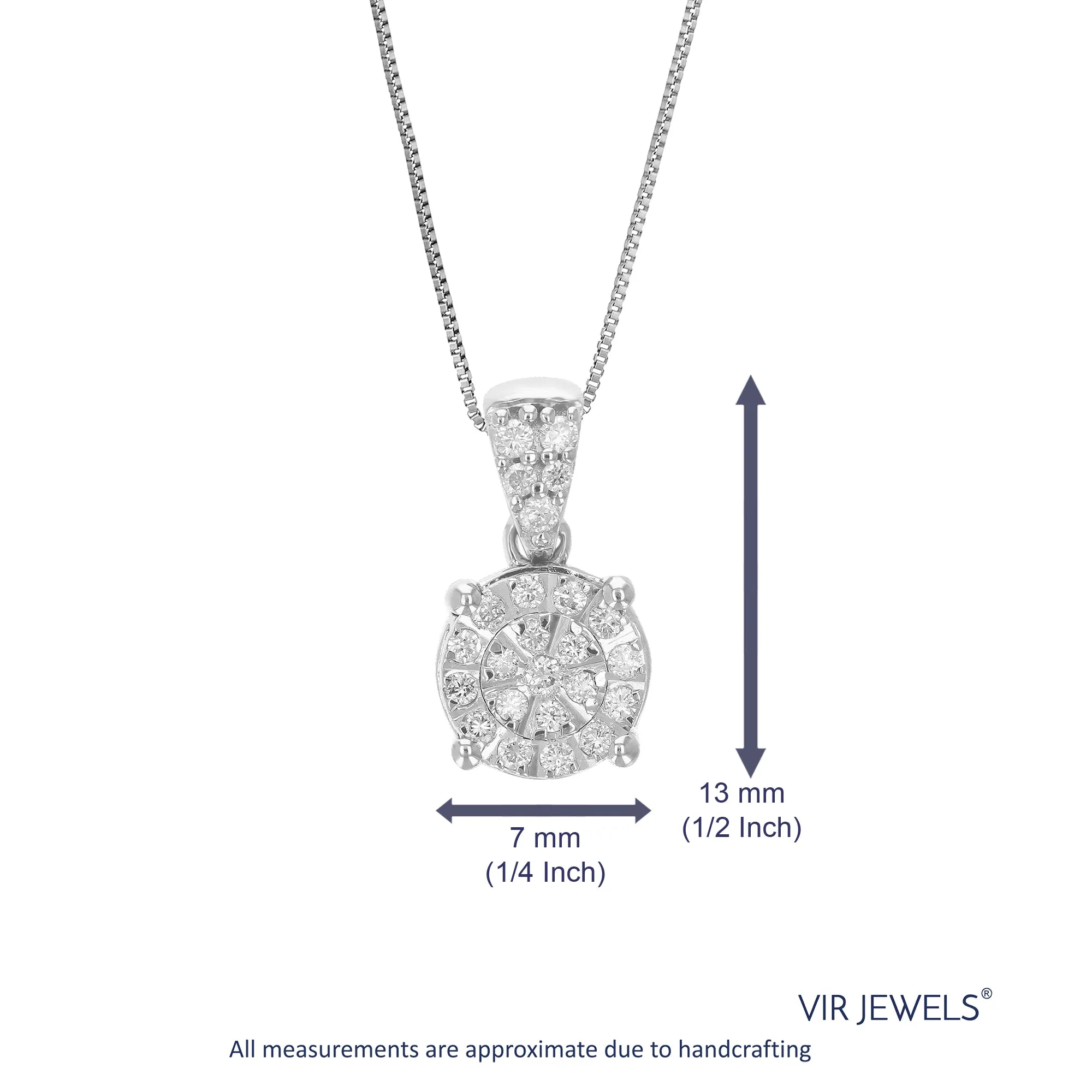 1/6 cttw Lab Grown Diamond Cluster Pendant in Sterling Silver