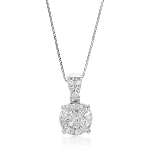 1/6 cttw Lab Grown Diamond Cluster Pendant in Sterling Silver