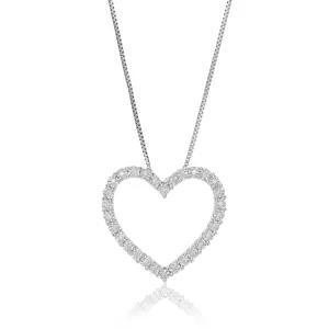 1/6 cttw Lab Grown Diamond Heart Pendant Necklace Sterling Silver