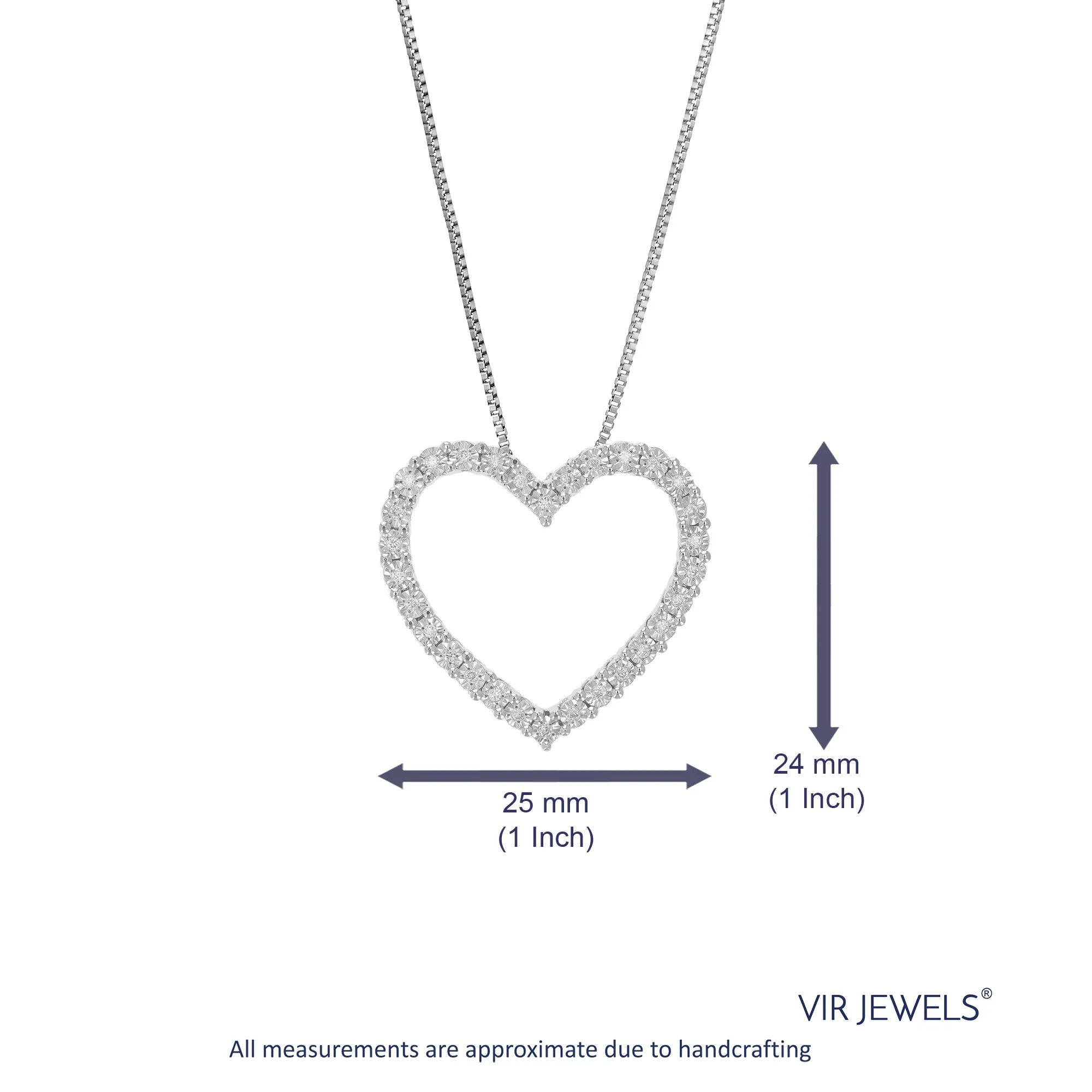 1/6 cttw Lab Grown Diamond Heart Pendant Necklace Sterling Silver