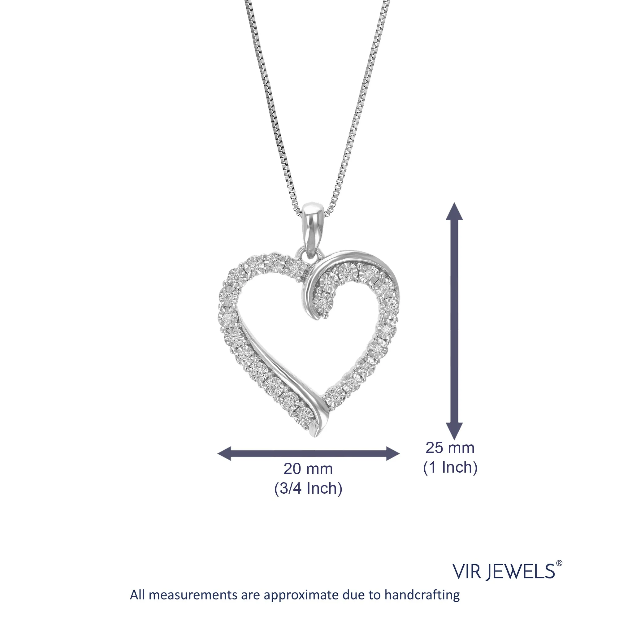 1/8 cttw Lab Grown Diamond Heart Pendant in Sterling Silver