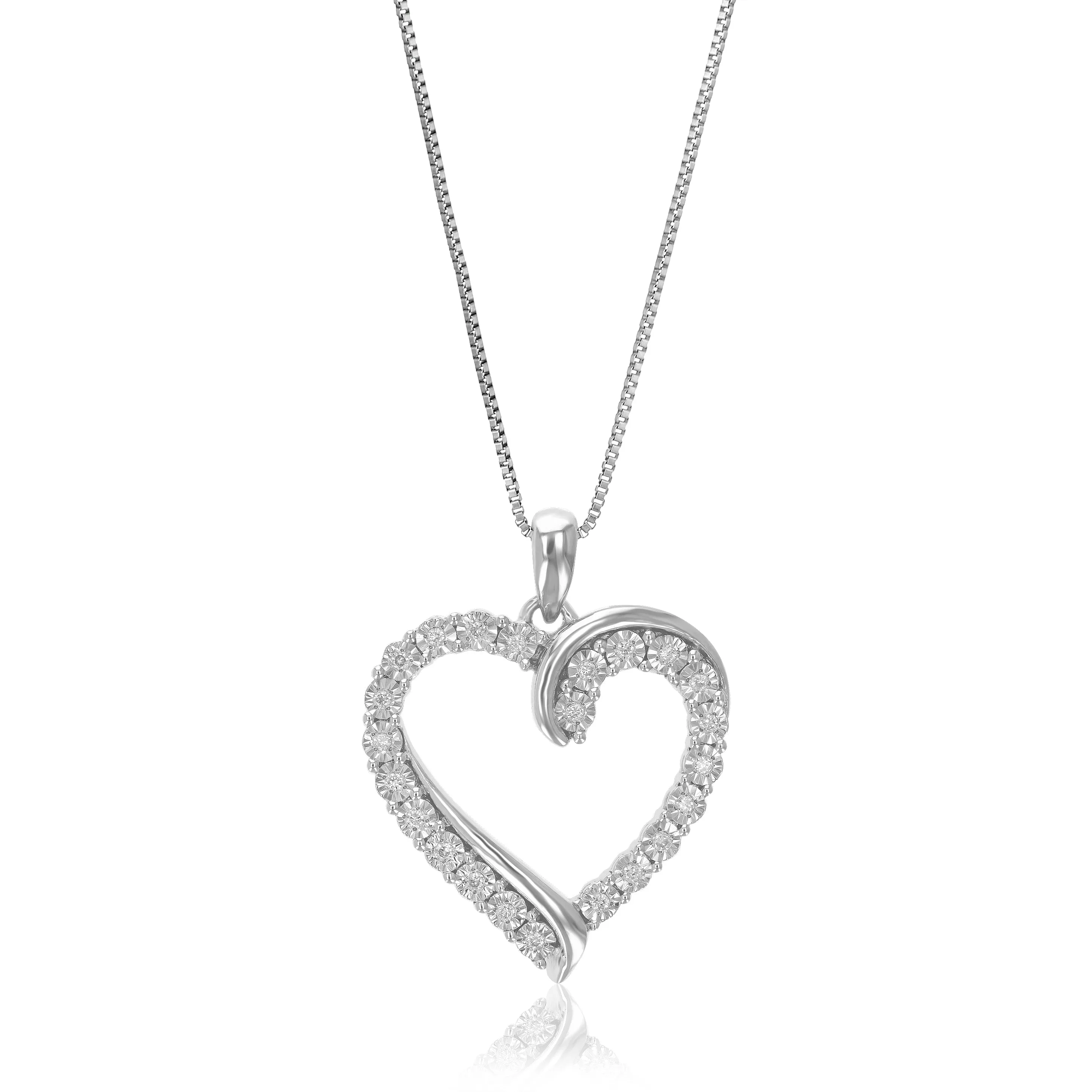 1/8 cttw Lab Grown Diamond Heart Pendant in Sterling Silver