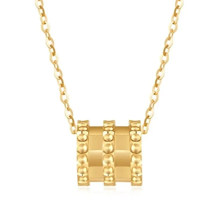 18k Yellow Gold Tubular Design Pendant Necklace