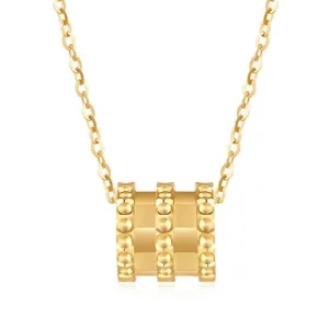 18k Yellow Gold Tubular Design Pendant Necklace